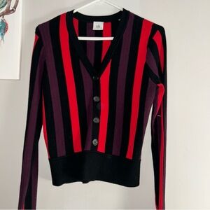 CAbi Stripe Button Up Sweater Sz Med